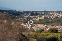 Veduta dal terrazzo dell'Eremo. Il Campanile del Santuario si Maria nSS. della Catena